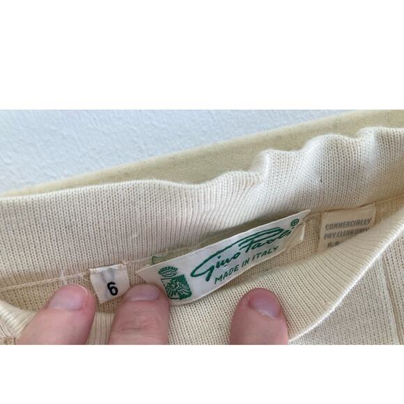 Gino Paoli 1960s Cream & Gold Knit Two-Piece Set Pleat Skirt + Top Mint Vintage - Picture 12 of 15